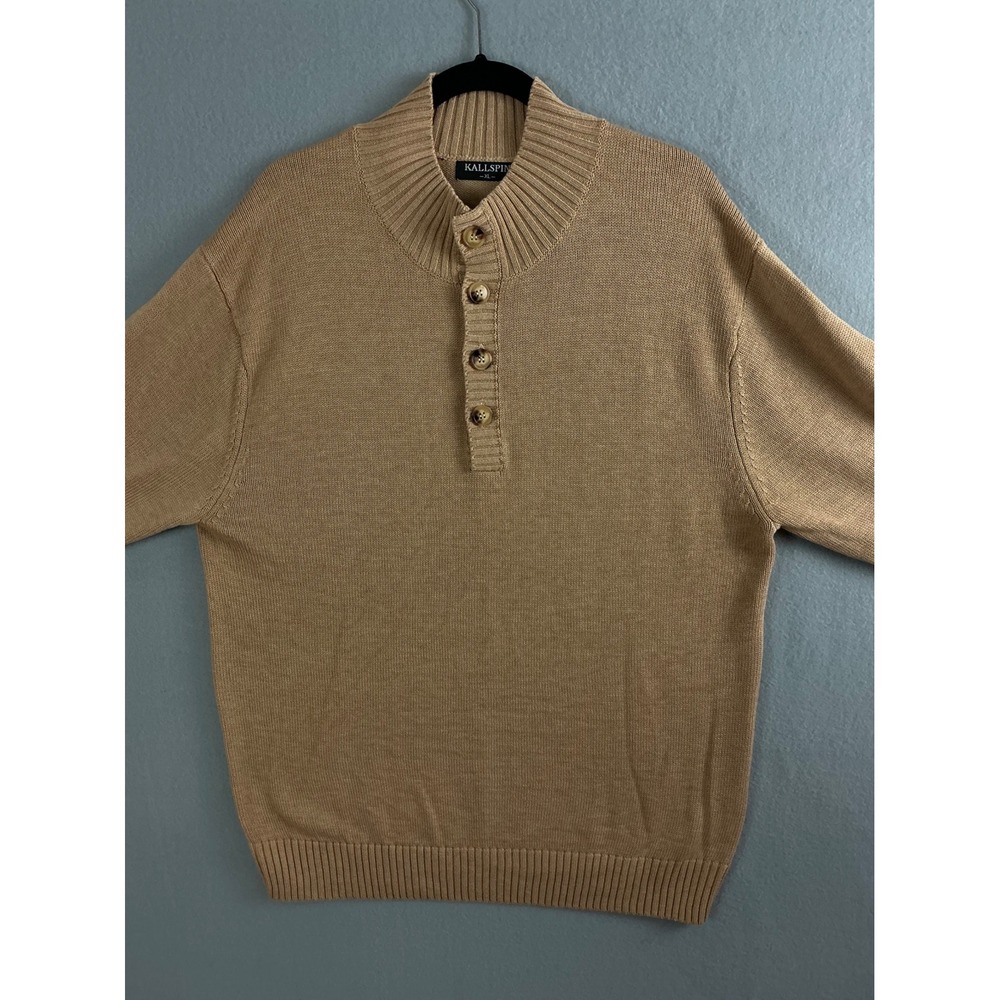 Kallspin Sweater Men's Extra Large Button Mock Neck Pullover Knitwear Casual‎